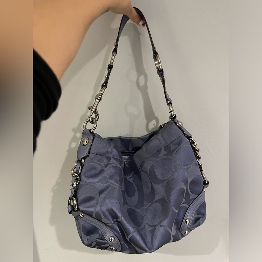 COPY - COACH full zipper blue shoulder bag - Picture 3 of 4